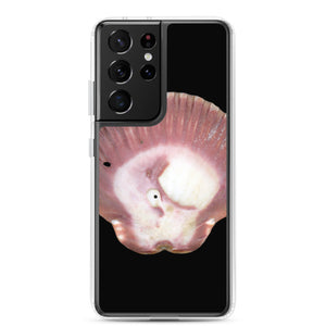 Samsung Phone Case | Scallop Shell Magenta Left Exterior | Black Background