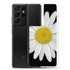 Samsung Phone Case | Shasta Daisy Flower White | Black Background