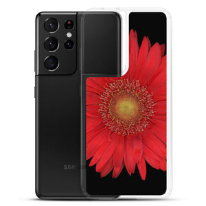Gerbera Daisy Flower Red | Samsung Phone Case | Black Background