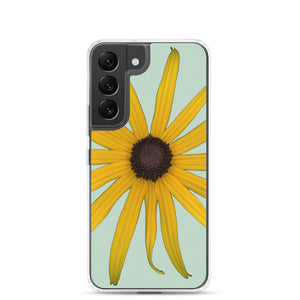 Samsung Phone Case | Black-eyed Susan Rudbeckia Flower Yellow | Sage Background