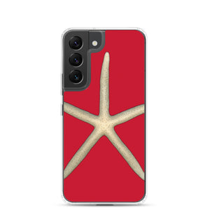 Samsung Phone Case | Finger Starfish Shell Top | Red Background