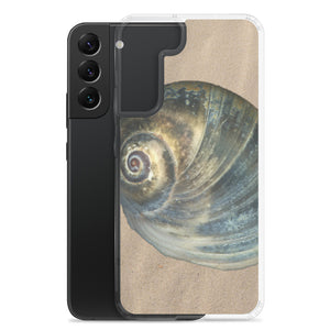 Samsung Phone Case | Moon Snail Shell Blue Apical | Sand Background