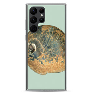 Samsung Phone Case | Moon Snail Shell Black & Rust Apical | Sage Background