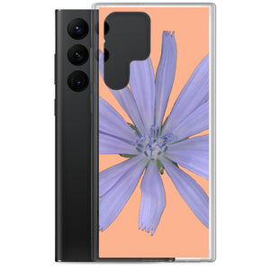Samsung Phone Case | Chicory Flower Blue | Peach Background