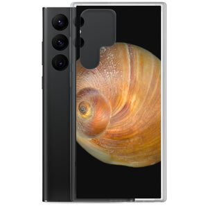 Samsung Phone Case | Moon Snail Shell Shark's Eye Apical | Black Background