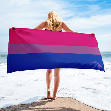 Beach Towel | Bisexual Pride Flag | Magenta Lavender Royal Blue