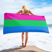 Load image into Gallery viewer, Beach Towel | Polysexual Pride Flag | Pink Green Blue
