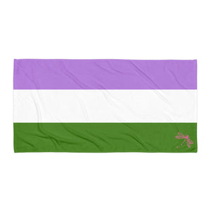 Beach Towel | Genderqueer Pride Flag | Lavender White Green