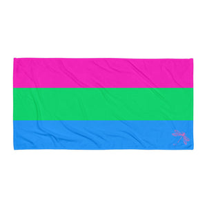 Beach Towel | Polysexual Pride Flag | Pink Green Blue